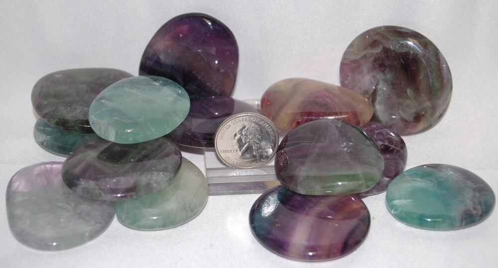 Fluorite Lucky Stones Tumbled Multi-Colored Ultraviolet Rainbow Smooth Fluorspar